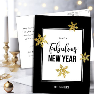 Cartes Pour Fêtes Annuelles Fabulous New Year Élégant Script Gold Snowflakes