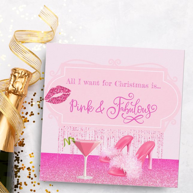 Cartes Pour Fêtes Annuelles Fabulous Pink Noël Glamour girly (Créateur téléchargé)