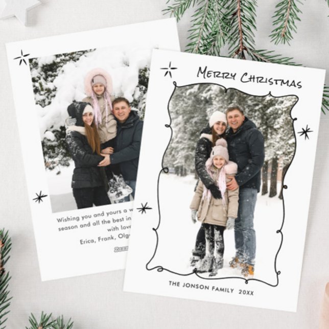 Cartes Pour Fêtes Annuelles Fâcheuse main dessinée Scribble Rétro Noël 2 Photo (Créateur téléchargé)