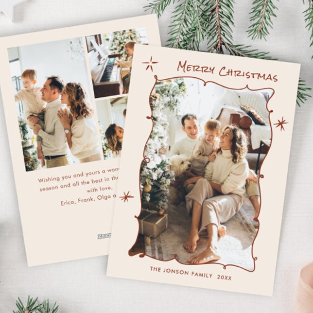 Cartes Pour Fêtes Annuelles Fâcheuse main dessinée Scribble Rétro Noël 4 Photo (Créateur téléchargé)