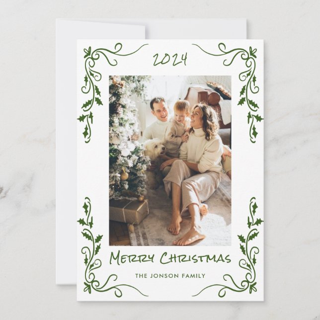 Cartes Pour Fêtes Annuelles Fâcheuse main dessinée Scribble Retro Photo de Noë (Devant)