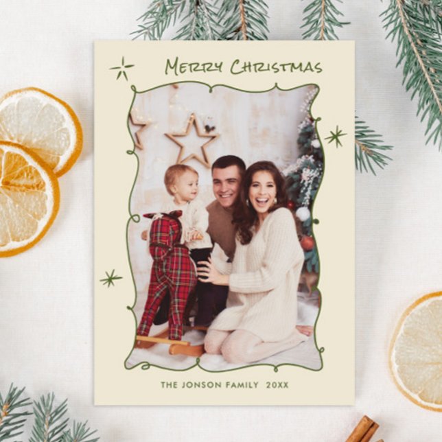 Cartes Pour Fêtes Annuelles Fâcheuse main dessinée Scribble Retro Photo de Noë (Créateur téléchargé)