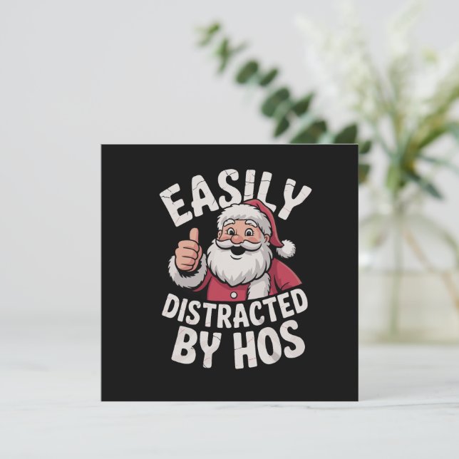 Cartes Pour Fêtes Annuelles Facilement distrait par Hos Fête de Noël drôle  (Debout devant)