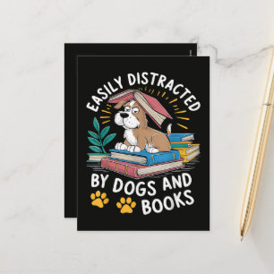 Cartes Pour Fêtes Annuelles Facilement distrait par les chiens et les livres D