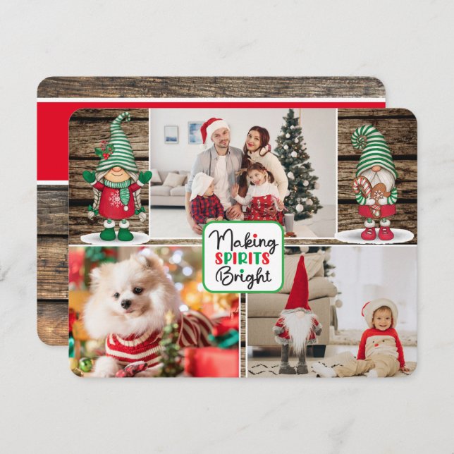 Cartes Pour Fêtes Annuelles Faire briller les esprits de gnomes (ajoutez vos p (Devant / Derrière)