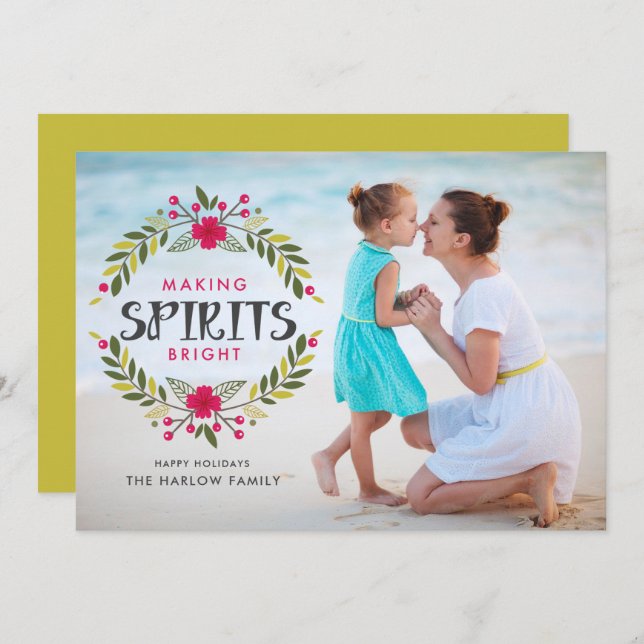 Cartes Pour Fêtes Annuelles Faire des esprits une couronne brillante Photo de  (Devant / Derrière)