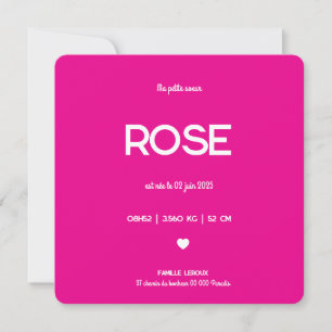 Cartes Pour Fêtes Annuelles Faire part de naissance "Pink"
