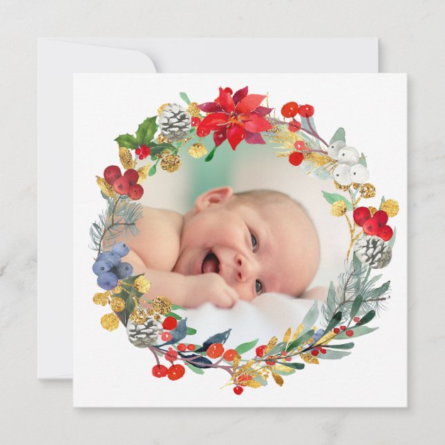 Cartes Pour Fêtes Annuelles faire part naissance Joyeux Noël (Devant)