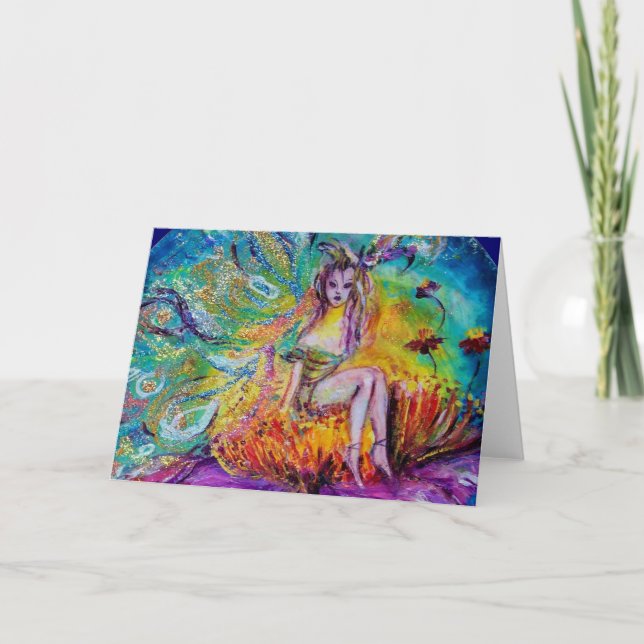 CARTES POUR FÊTES ANNUELLES FAIRY DANS LA NUIT (Devant)