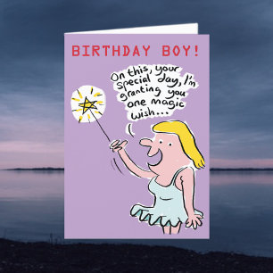 Cartes Pour Fêtes Annuelles Fairy donne un désir magique. Anniversaire de Rude