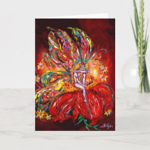 CARTES POUR FÊTES ANNUELLES FAIRY EN ROUGE