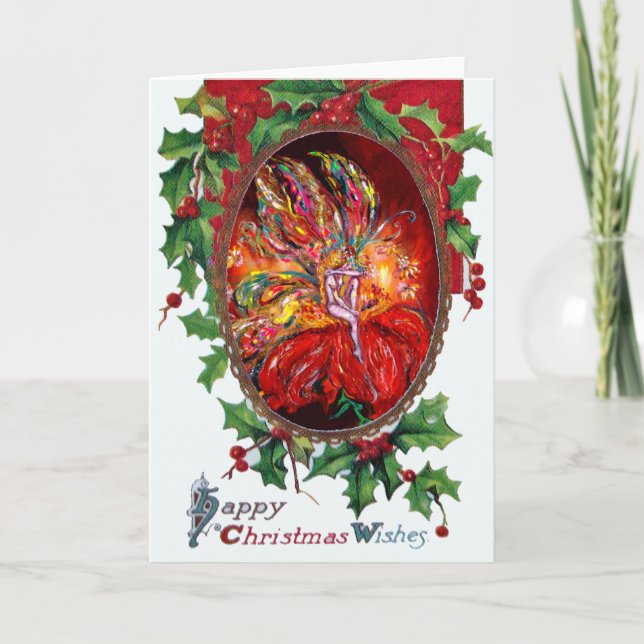 Cartes Pour Fêtes Annuelles FAIRY IN RED, Joyeux voeux de Noël (Devant)