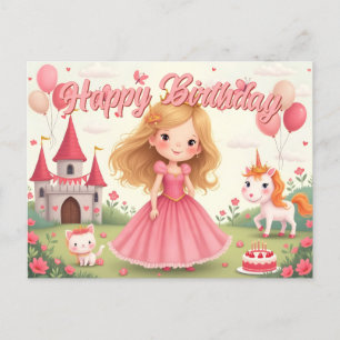 Cartes Pour Fêtes Annuelles Fairy Princess Anniversaire dans un rêve rose