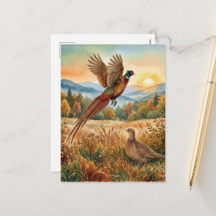 Cartes Pour Fêtes Annuelles Faisan Forever . Aquarelle