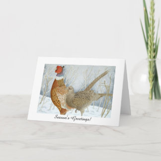 Cartes Pour Fêtes Annuelles Faisans dans la neige (Bons vœux!)