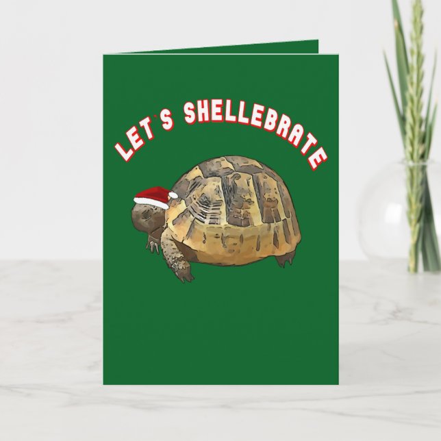 Cartes Pour Fêtes Annuelles Faisons Shellebrate Noël Tortue portant un Père No (Devant)