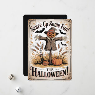 Cartes Pour Fêtes Annuelles "Faites monter la fête d'Halloween !" Épouvantail