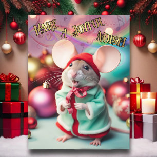 Cartes Pour Fêtes Annuelles Faites Un Joyeux Bruit Bonne Souris Chantant Chris