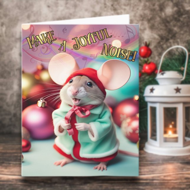 Cartes Pour Fêtes Annuelles Faites Un Joyeux Bruit Bonne Souris Chantant Chris (Créateur téléchargé)