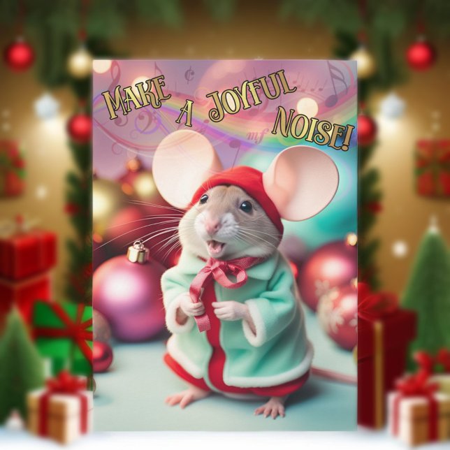 Cartes Pour Fêtes Annuelles Faites Un Joyeux Bruit Bonne Souris Chantant Chris (Créateur téléchargé)