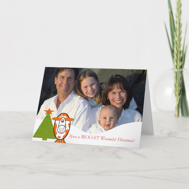 Cartes Pour Fêtes Annuelles Faites un Noël merveilleux à Moo-st ! -Vache migno (Devant)