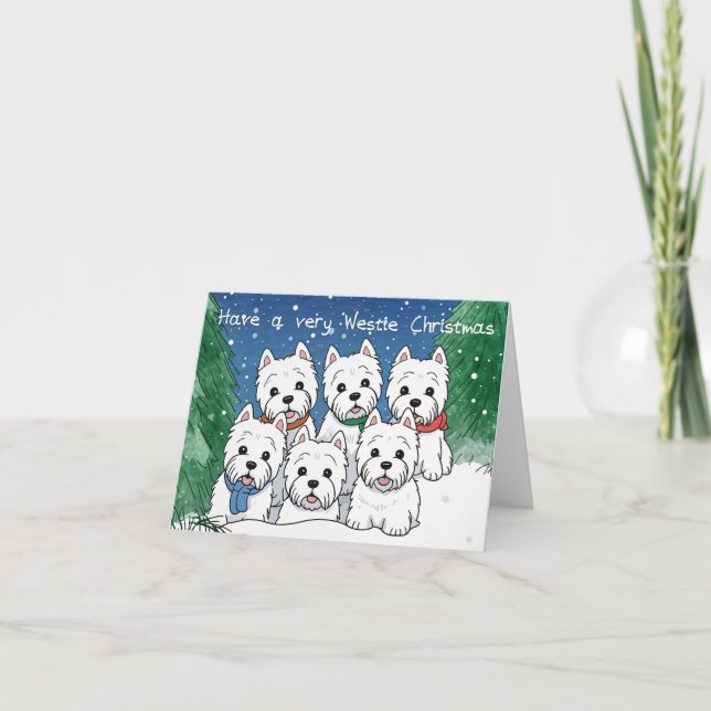 Cartes Pour Fêtes Annuelles Faites un Noël très Westie (Devant)