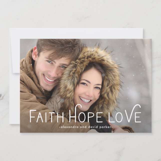 Cartes Pour Fêtes Annuelles Faith Hope Love | Photo de Noël (Devant)