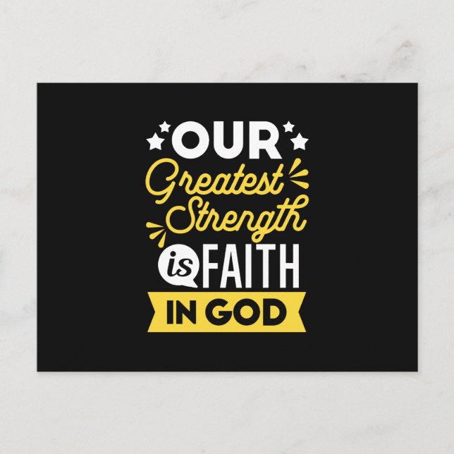 Cartes Pour Fêtes Annuelles Faith in God – Our Greatest Strength Quote (Devant)