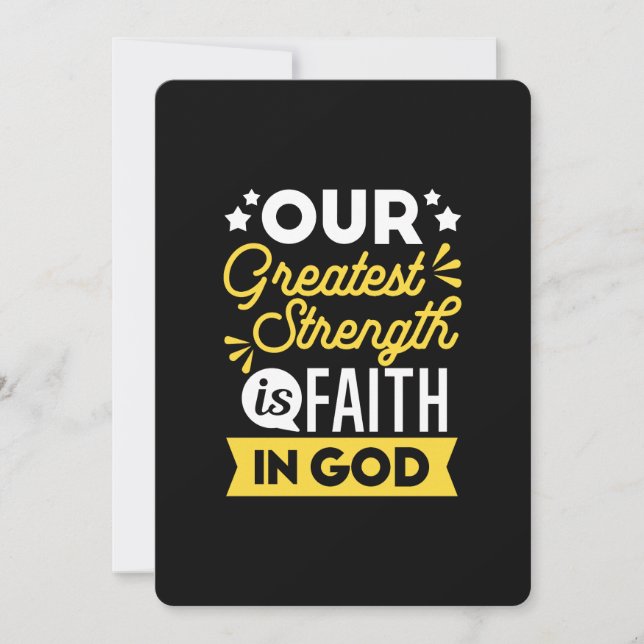 Cartes Pour Fêtes Annuelles Faith in God – Our Greatest Strength Quote (Devant)