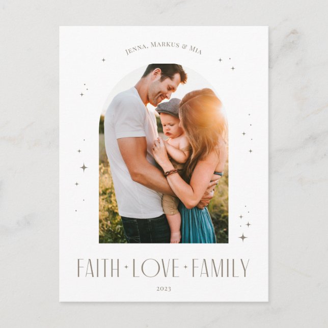 Cartes Pour Fêtes Annuelles Faith Love Famille Arc Moderne Design de Noël (Devant)