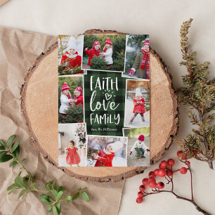 Cartes Pour Fêtes Annuelles Faith Love Family   Multi Photo Collage