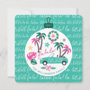 Cartes Pour Fêtes Annuelles Fala de Noël Tropical Lets Roll Turquoise Converti