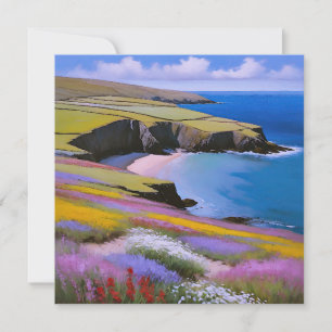 Cartes Pour Fêtes Annuelles Falaises verdoyantes et vagues d'azur