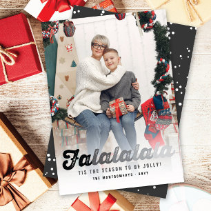 Cartes Pour Fêtes Annuelles Falalala Black Ombre Script amusant Photo de Noël