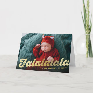 Cartes Pour Fêtes Annuelles Falalala Gold Ombre Script amusant Photo de Noël