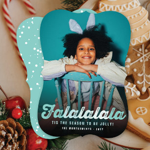 Cartes Pour Fêtes Annuelles Falalala Green Ombre Script Fun Noël Photo