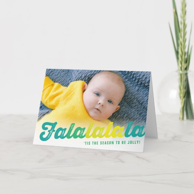Cartes Pour Fêtes Annuelles Falalala Lime Ombre Script Fun Noël Photo (Devant)