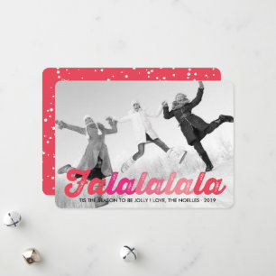 Cartes Pour Fêtes Annuelles Falalala Pink Ombre Script Amusant Photo de Noël