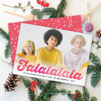 Cartes Pour Fêtes Annuelles Falalala Pink Ombre Script Amusant Photo de Noël