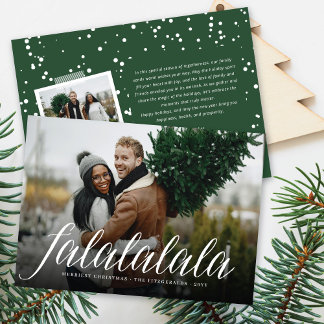 Cartes Pour Fêtes Annuelles Falalalala Simple Script blanc amusant Photo moder