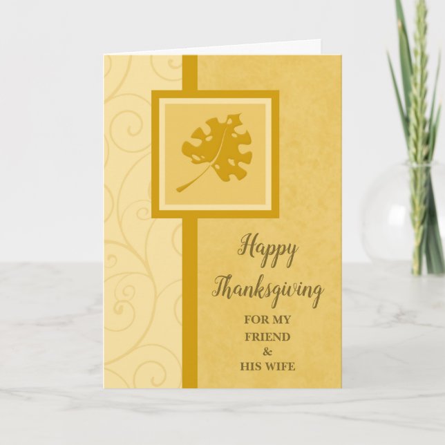 Cartes Pour Fêtes Annuelles Fall Bon thanksgiving Friend et Sa Femme (Devant)