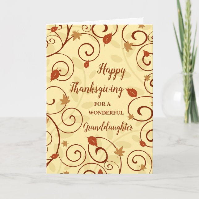 Cartes Pour Fêtes Annuelles Fall Leaves Bon thanksgiving grand-fille (Devant)