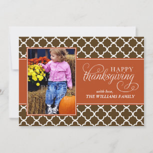 Cartes Pour Fêtes Annuelles Fall Quatrefoil Motif Thanksgiving Photo