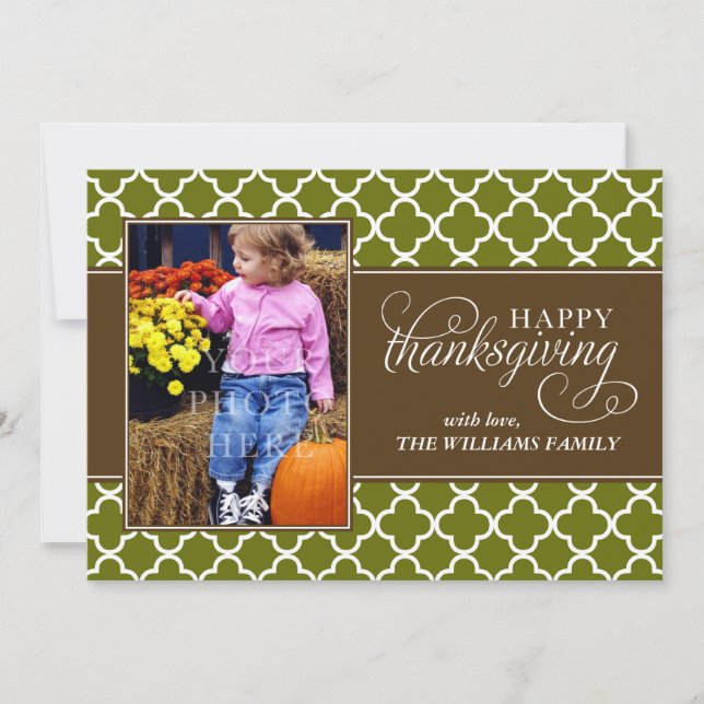 Cartes Pour Fêtes Annuelles Fall Quatrefoil Motif Thanksgiving Photo (Devant)