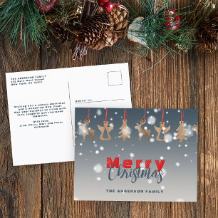 Cartes Pour Fêtes Annuelles Falling Snowflakes et ornements en bois Noël