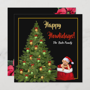 Cartes Pour Fêtes Annuelles Famille Amusante Cute Chiot Joyeux Fêtes Noël
