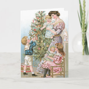 Cartes Pour Fêtes Annuelles Famille avec l'arbre de Noël