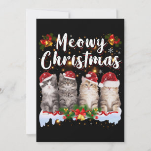 Cartes Pour Fêtes Annuelles Famille Cat Meowy Correspondant Pajamas de Noël Pè