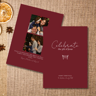 Cartes Pour Fêtes Annuelles Famille Chrétienne Élégante Photo Religieuse Noël
