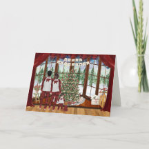 Famille de 3 Bébé Cabane Matin de Noël